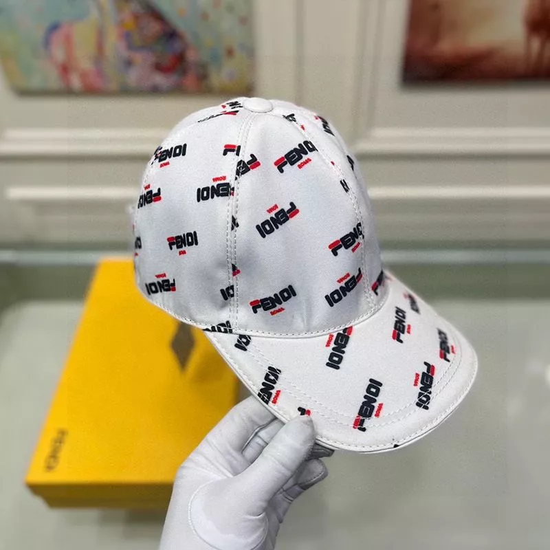 Fendi Baseball Cap In Fendi Roma Motif Canvas White 0117