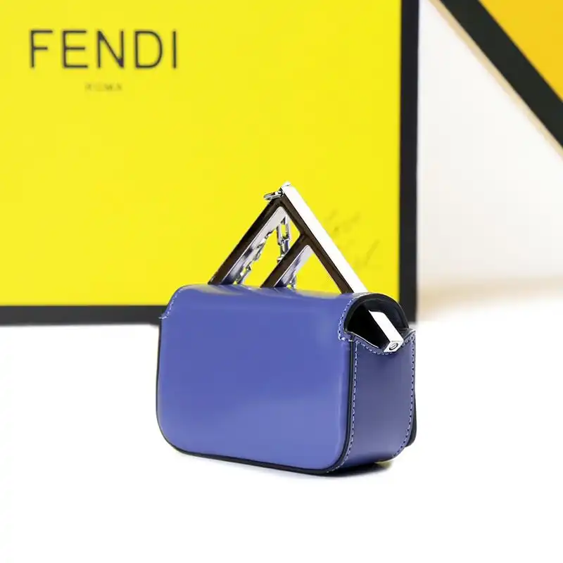 Affordable Fendi Nano F Bag In Calf Leather Blue 0124