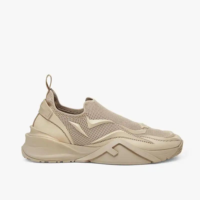 Affordable Fendi Flow Sneakers Unisex Mesh Beige 0125