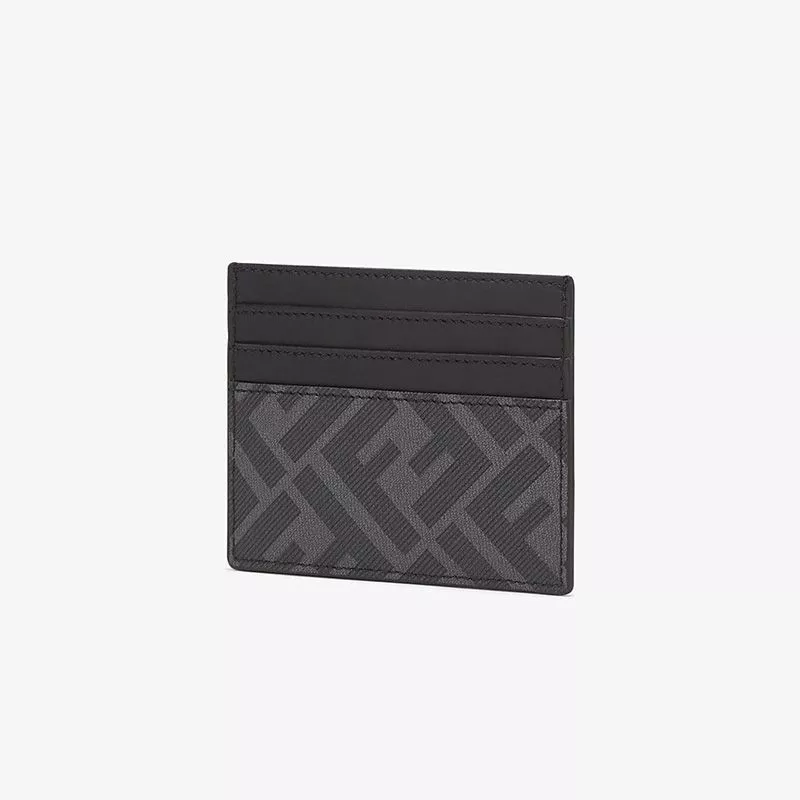 Cheap Fendi Card Holder In FF Motif Fabric Black Yellow 0119