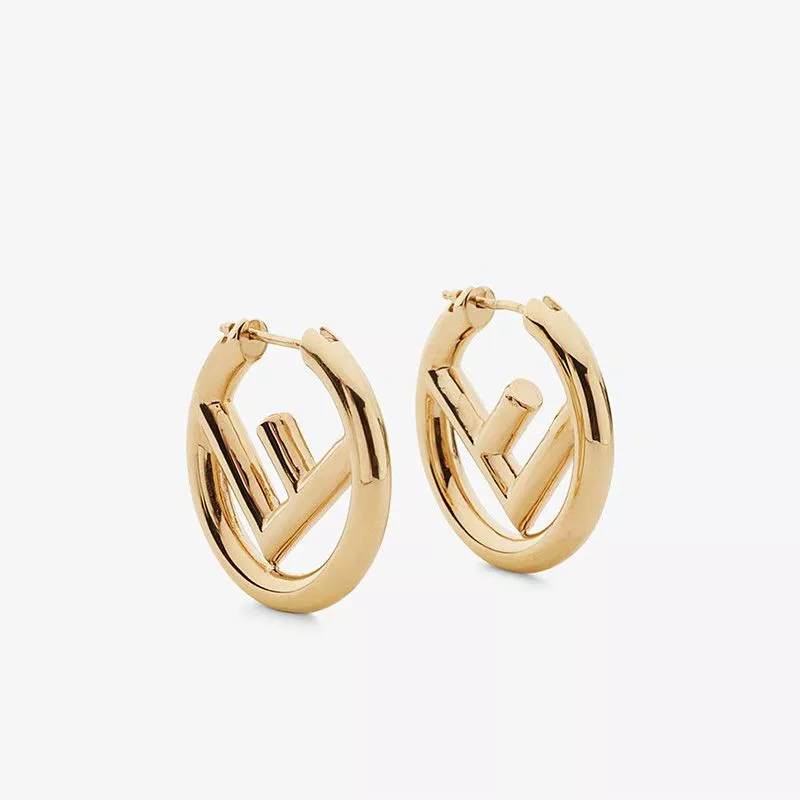 F is Fendi Small Hoop Earrings In Metal Gold 0116