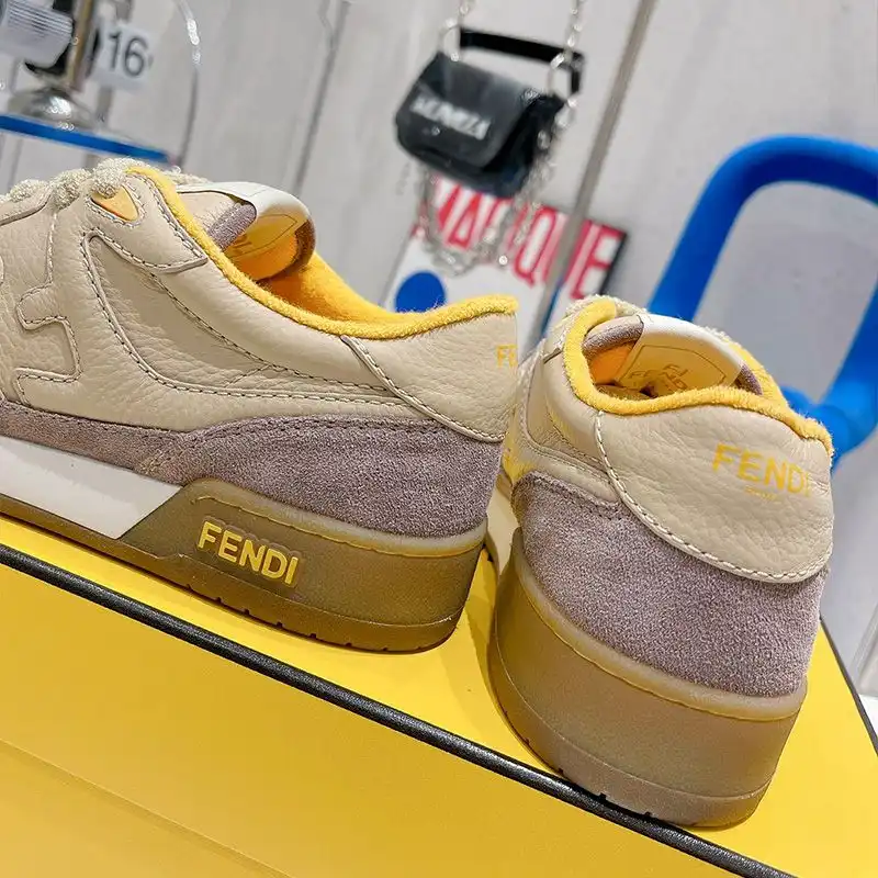 Affordable Fendi Match Compact Sneakers Unisex Suede Beige 0130