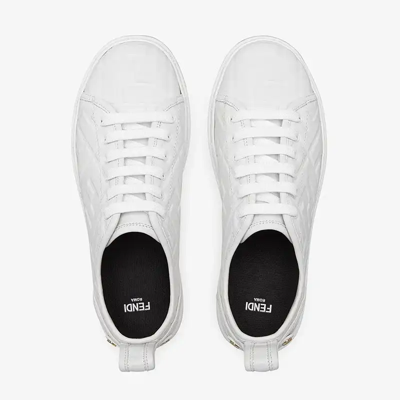 Affordable Fendi Rise Sneakers Women FF Motif Nappa Leather White 0130