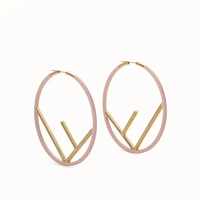 Affordable F is Fendi Large Hoop Earrings In Enameled Metal Pink 0126