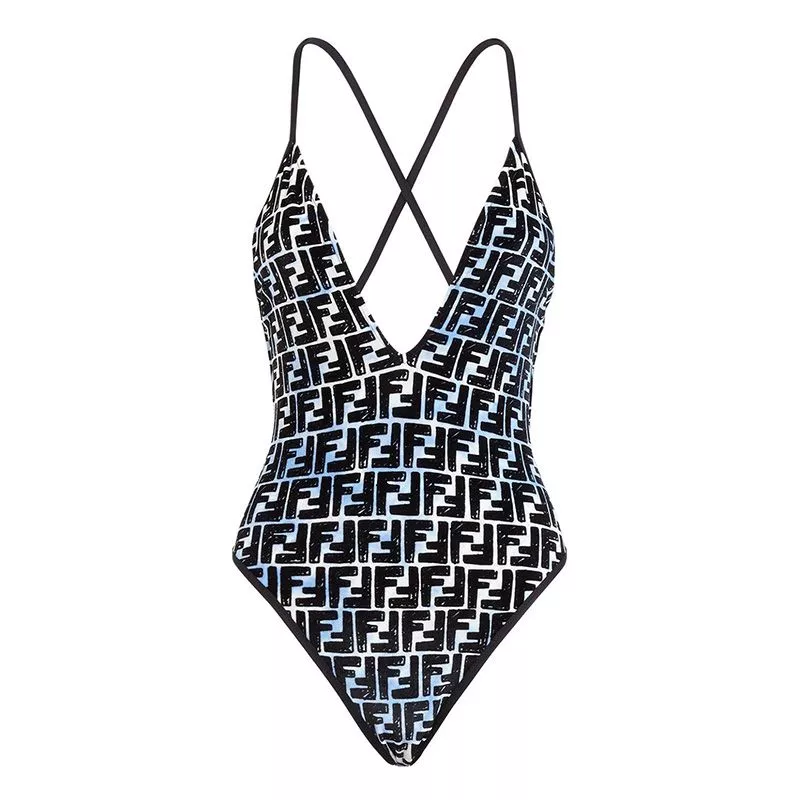 Affordable Fendi Crisscross Swimsuit Women Joshua Vides FF Motif Lycra Black 0120