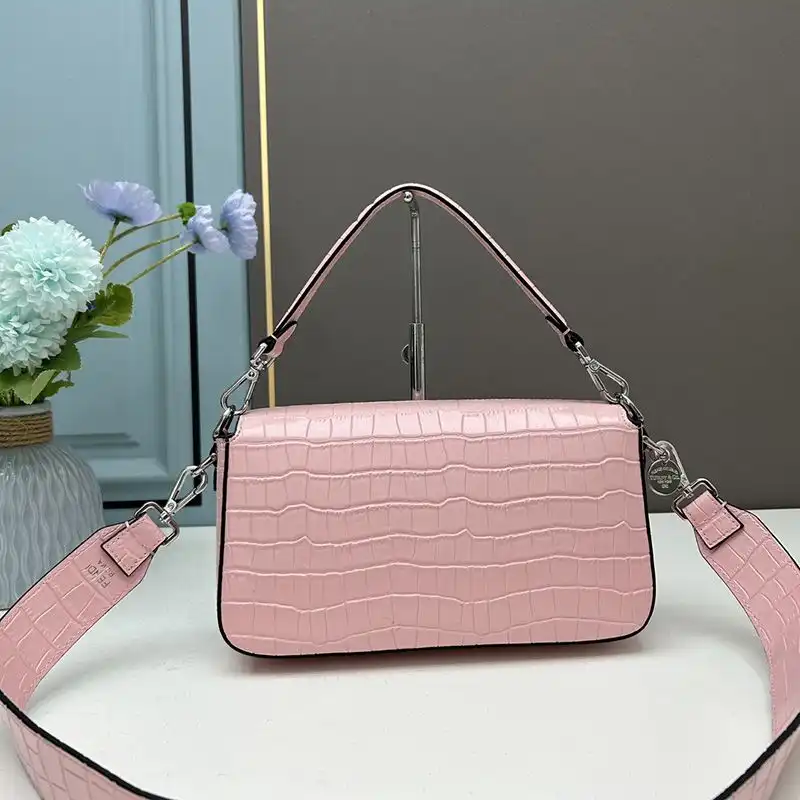 Cheap Fendi Medium Baguette Re-Edition Bag In Crocodile Leather Pink 0129