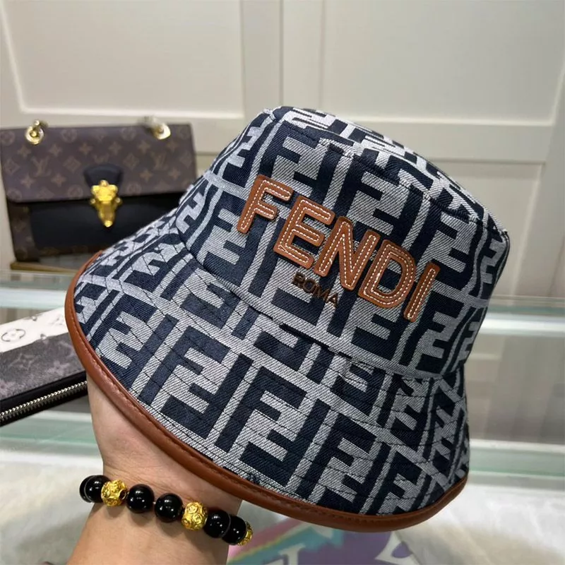 Fendi Bucket Hat In Fendi Roma FF Motif Canvas Black 0117