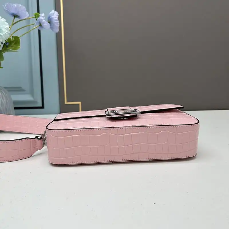 Cheap Fendi Medium Baguette Re-Edition Bag In Crocodile Leather Pink 0129