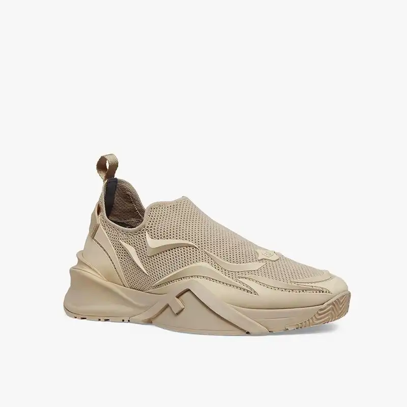 Affordable Fendi Flow Sneakers Unisex Mesh Beige 0125