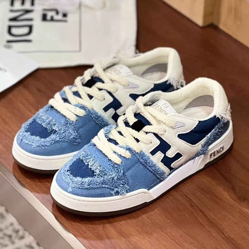 Fendi Match Compact Sneakers Unisex Denim Blue 0115