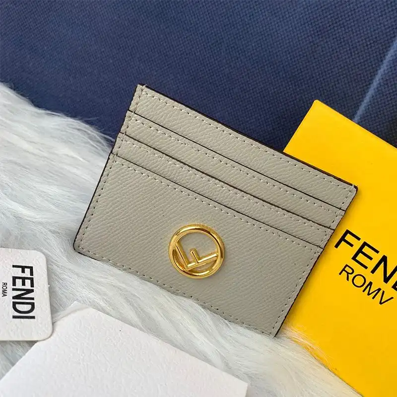 Cheap F is Fendi Card Holder In Calf Leather Grey 0127