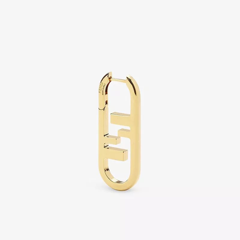 Fendi Small O'Lock Oval Earrings In Metal Gold 0116