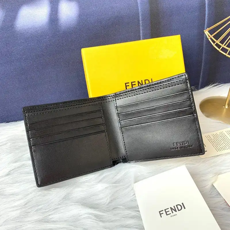 Cheap Fendi Bi-fold Wallet In FF Motif Nappa Leather Coffee 0127