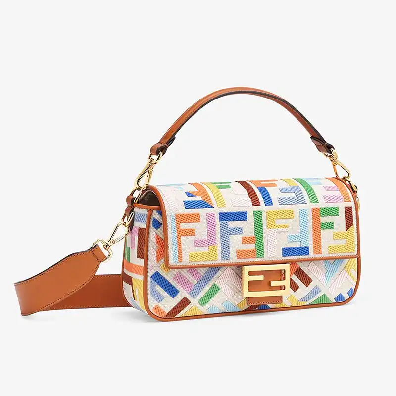 Cheap Fendi Medium Baguette Bag In FF Motif Canvas Multicolor 0123