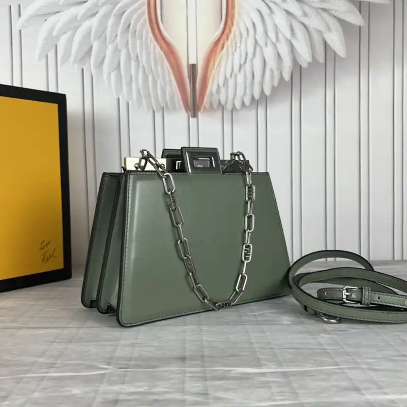 Affordable Fendi Mini Peekaboo Cut Bag In Calf Leather Green 0128