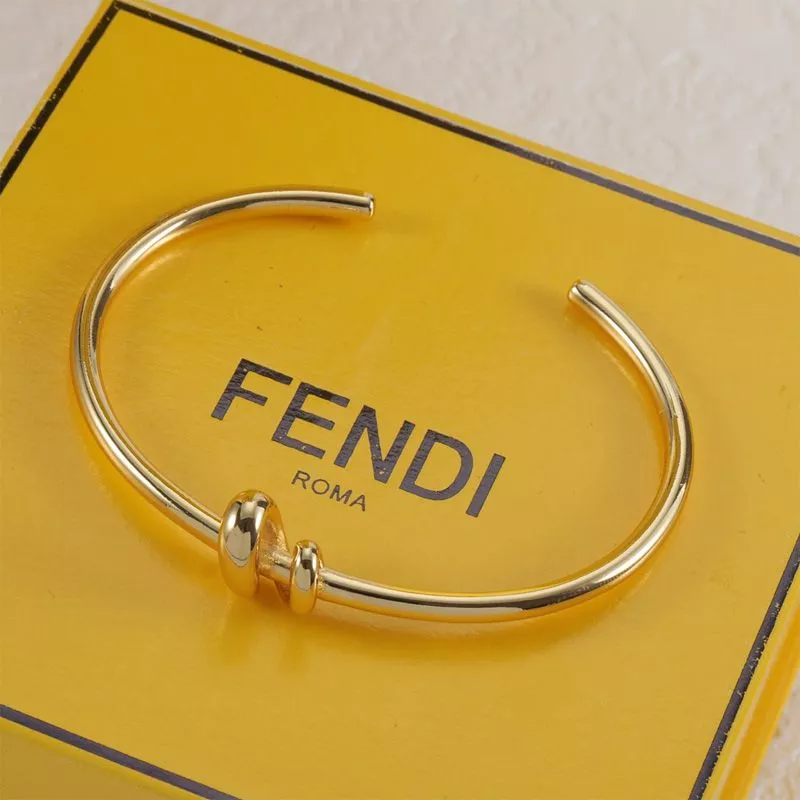 Fendi Filo F Bangle Bracelet In Metal Gold 0116