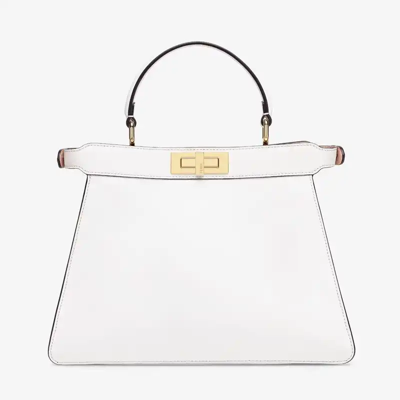 Affordable Fendi Medium Peekaboo ISeeU Bag In Nappa Laether White 0124