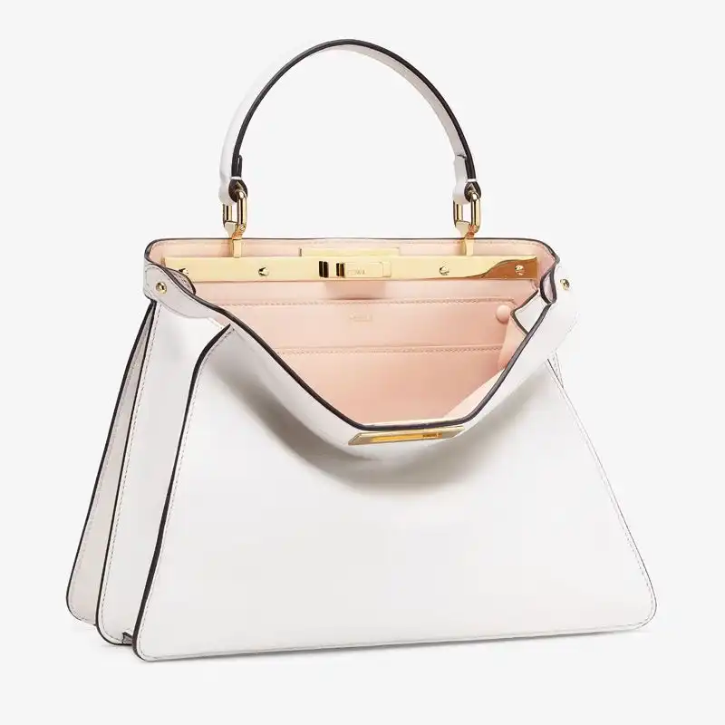 Affordable Fendi Medium Peekaboo ISeeU Bag In Nappa Laether White 0124