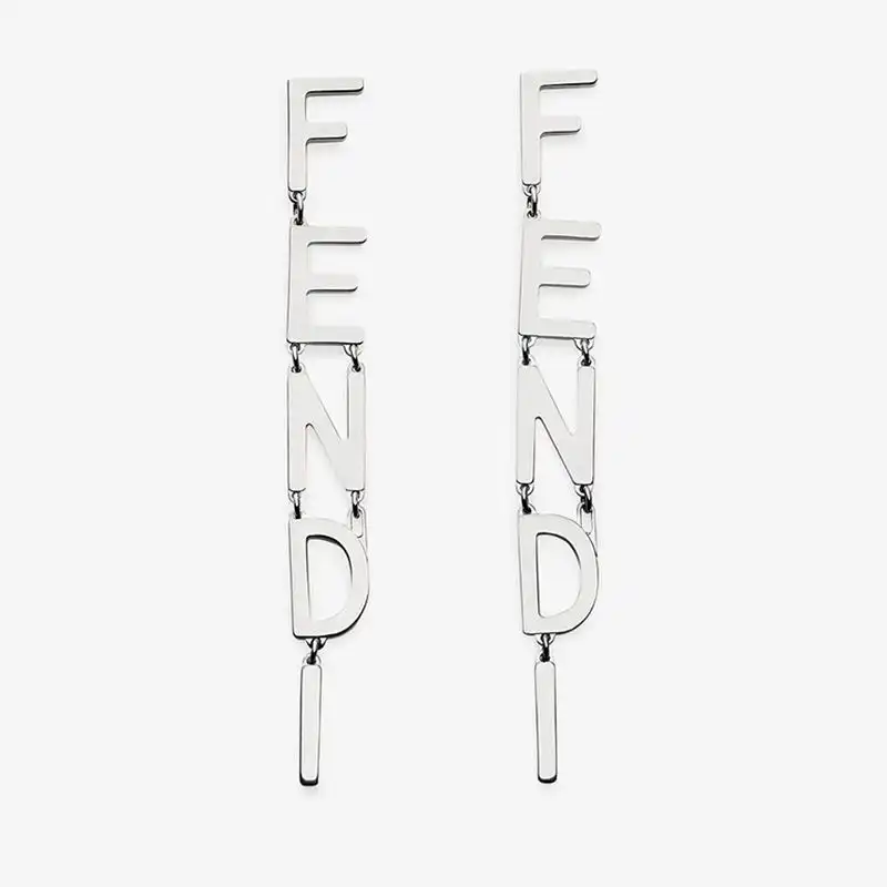 Affordable Fendi Fendigraphy Drop Earrings In Metal Palladium 0126