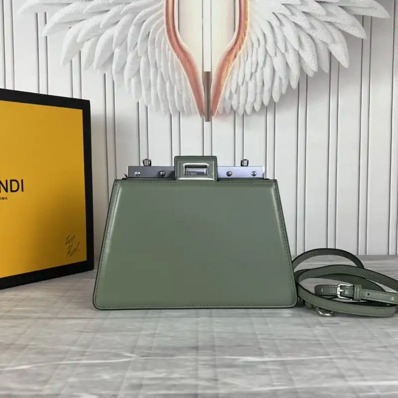 Affordable Fendi Mini Peekaboo Cut Bag In Calf Leather Green 0128