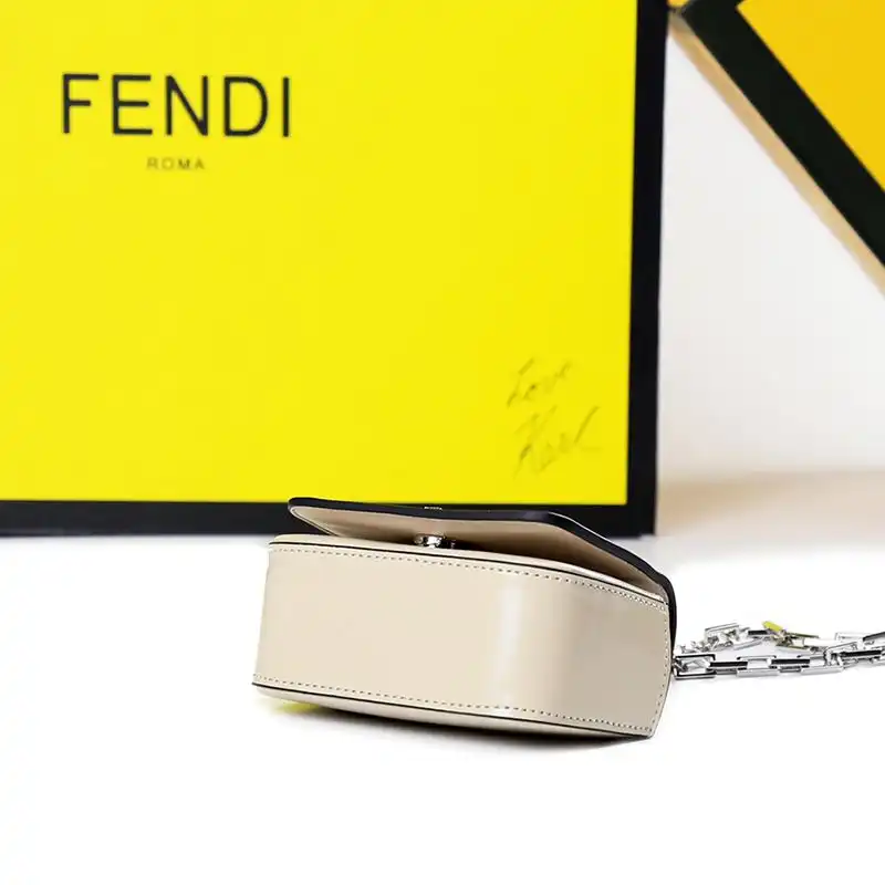 Affordable Fendi Nano F Bag In Calf Leather Beige 0124