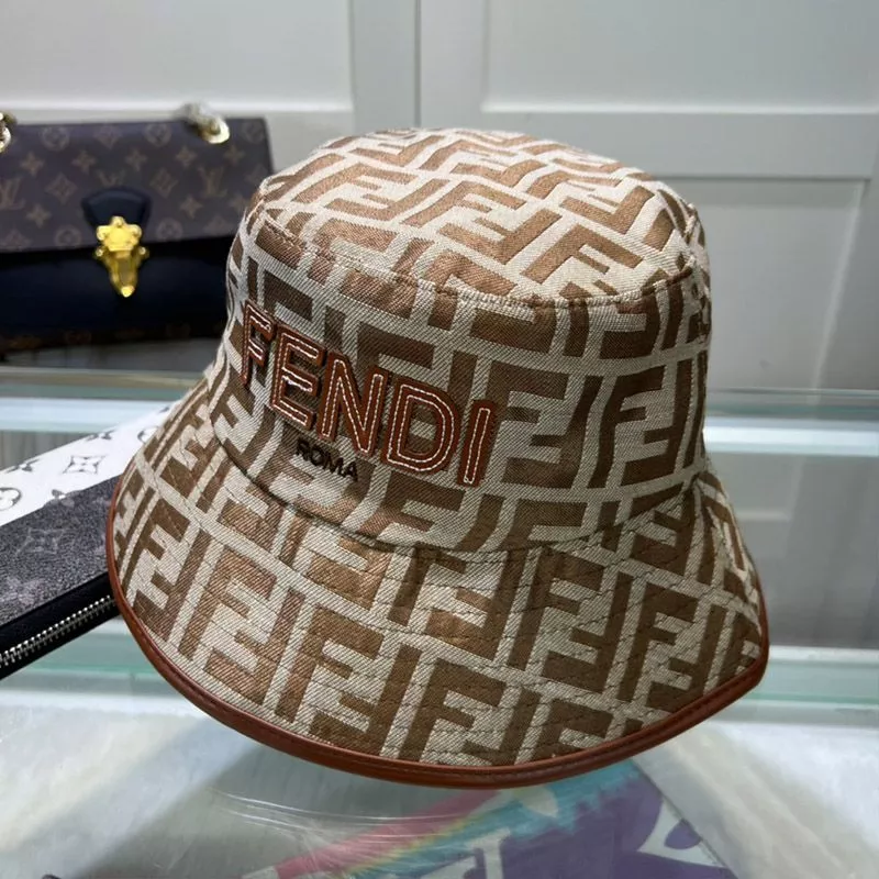 Cheap Fendi Bucket Hat In Fendi Roma FF Motif Canvas Brown 0117