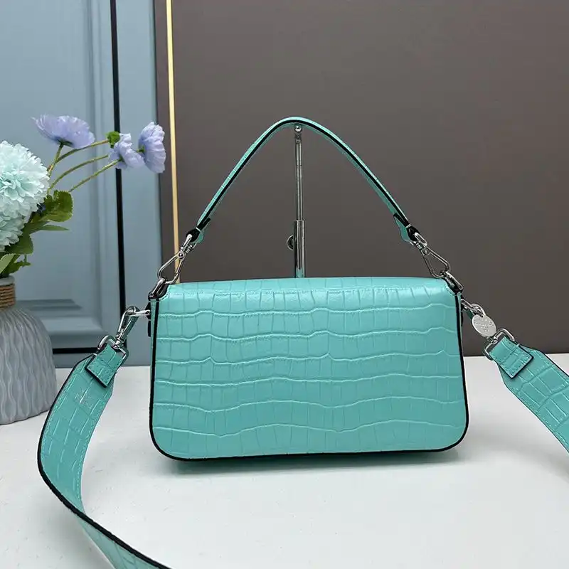 Cheap Fendi Medium Baguette Re-Edition Bag In Crocodile Leather Sky Blue 0129