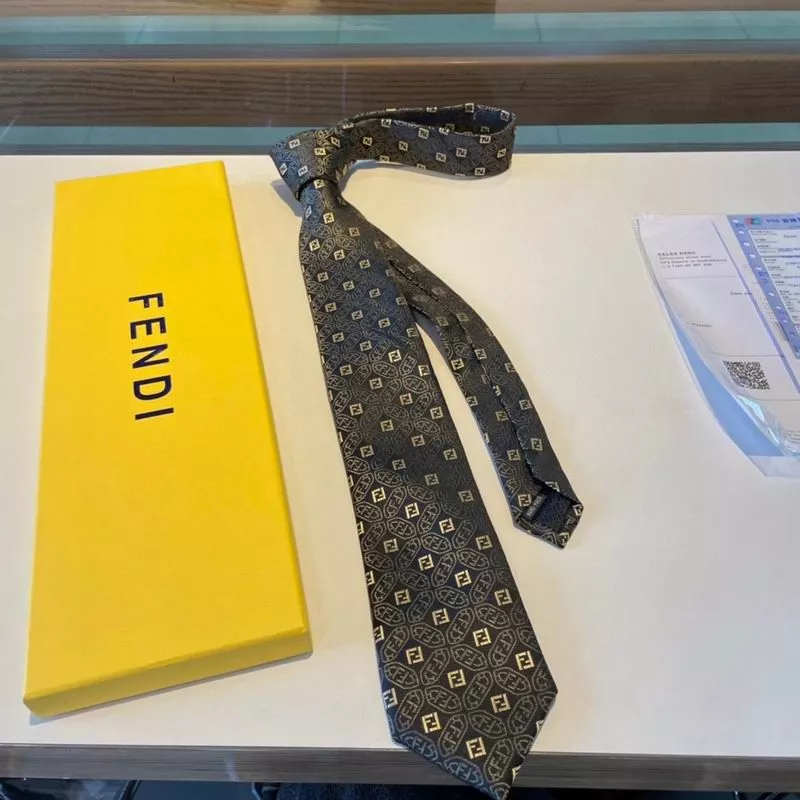 Cheap Fendi Tie In FF Motif Silk HM05 Black 0117