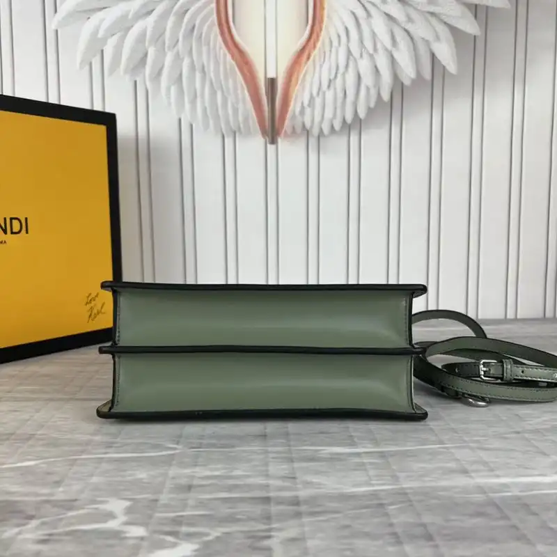 Affordable Fendi Mini Peekaboo Cut Bag In Calf Leather Green 0128