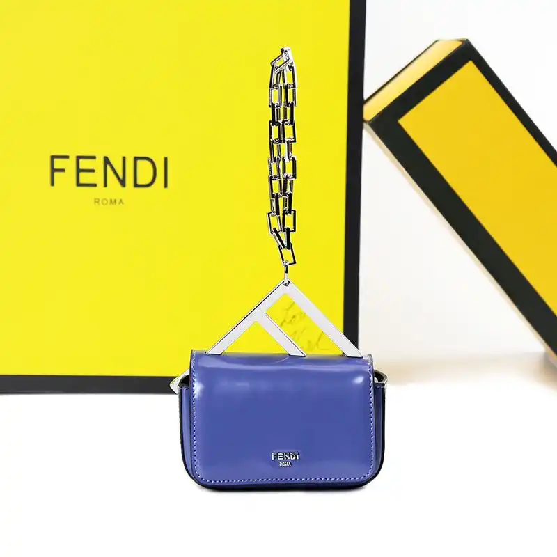 Affordable Fendi Nano F Bag In Calf Leather Blue 0124