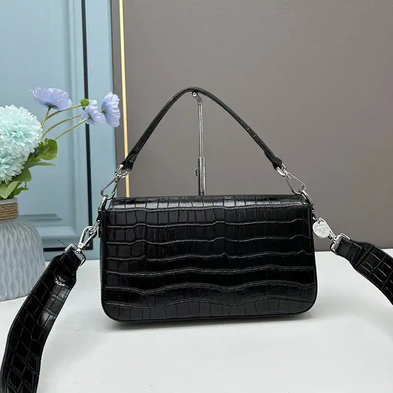 Cheap Fendi Medium Baguette Re-Edition Bag In Crocodile Leather Black 0128