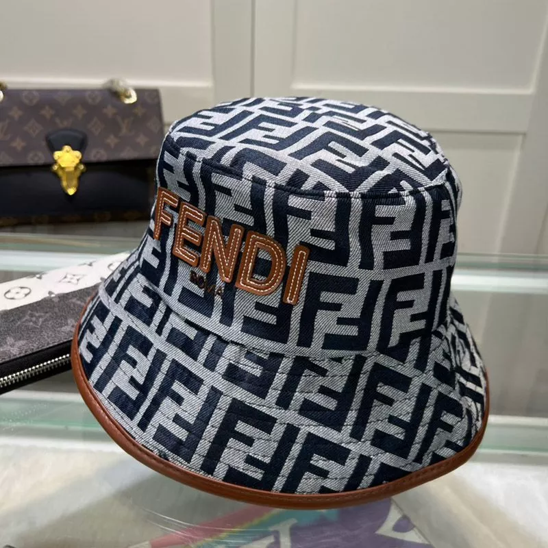 Cheap Fendi Bucket Hat In Fendi Roma FF Motif Canvas Black 0117