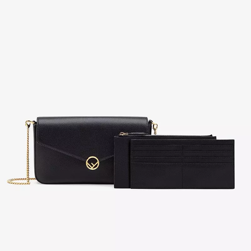 Affordable F is Fendi Chain Pouch In Calf Leather Black 0119