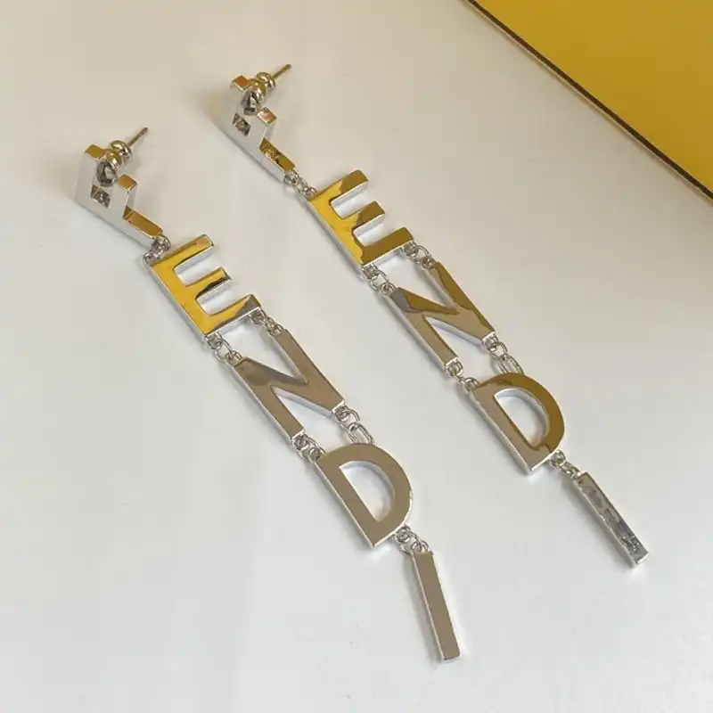 Affordable Fendi Fendigraphy Drop Earrings In Metal Palladium 0126