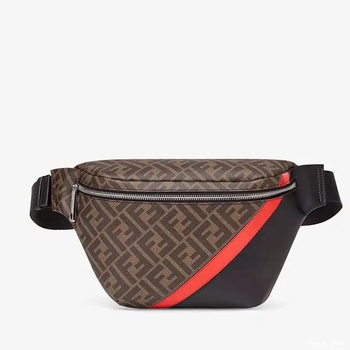 Affordable Belt Brown Motif FF Fabric In Red Bag Fendi 0225