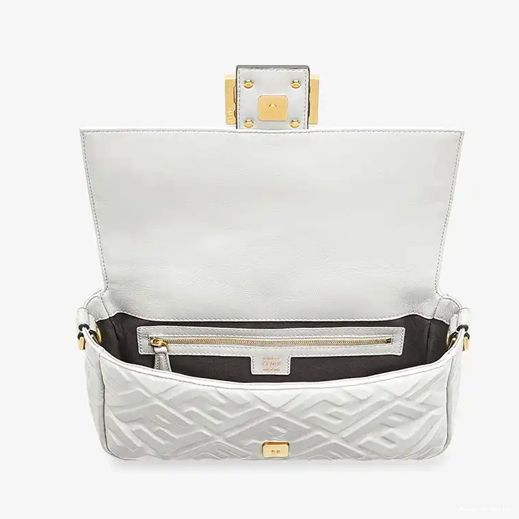 Cheap Baguette White In Medium FF Fendi Bag Nappa Leather Motif 0223