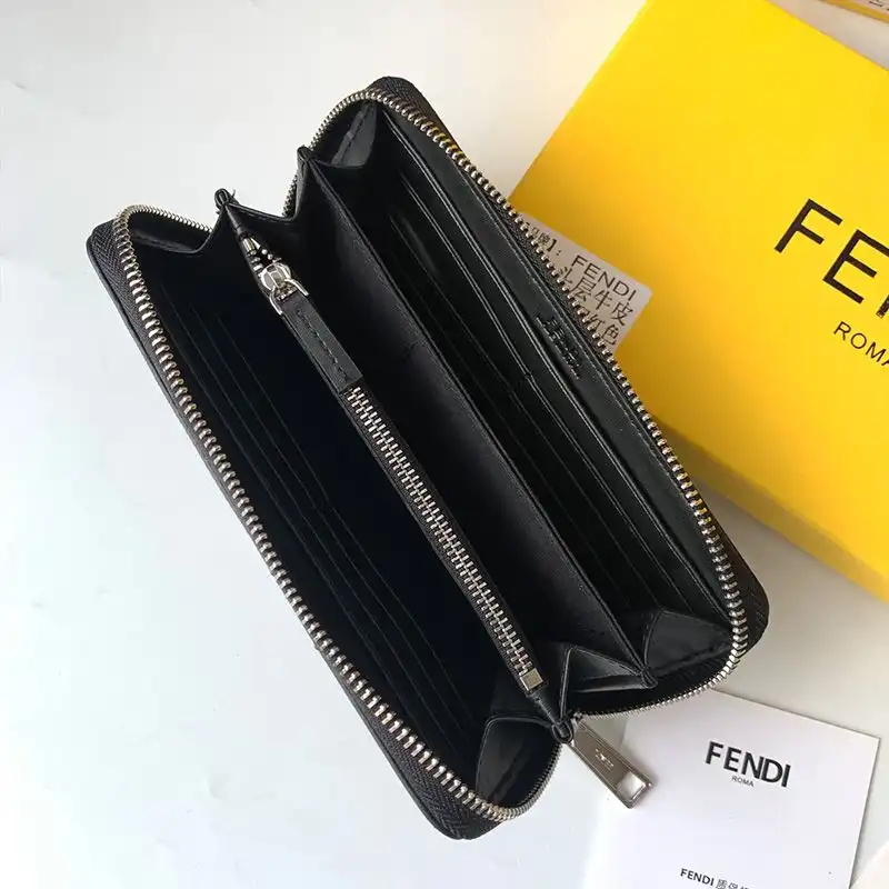 Cheap Fendi Zip Around Wallet In FF Motif Fabric Brown Coffee 0201