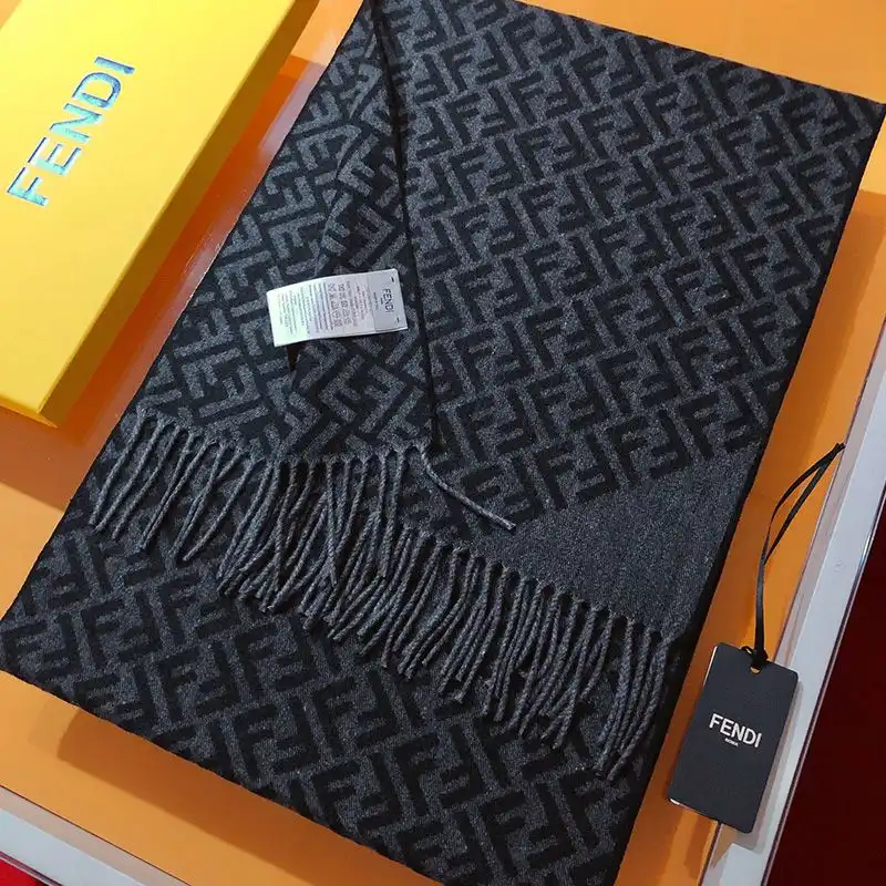 Affordable Fendi FF Scarf In Wool Black 0205