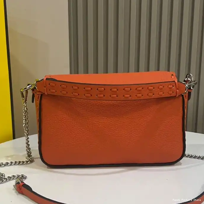 Affordable Bag Baguette Cuoio Mini Selleria Orange Fendi Leather Romano In 0213