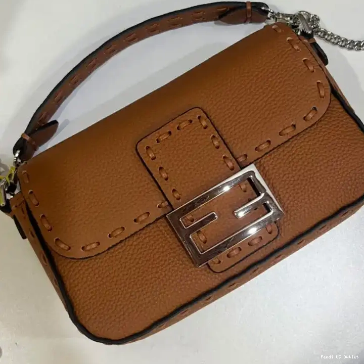 Affordable Leather Baguette Cuoio In Selleria Brown Bag Fendi Mini Romano 0217