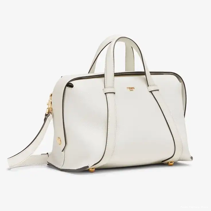 Cheap Boston Leather 365 Fendi Grained Medium Bag In White 0222