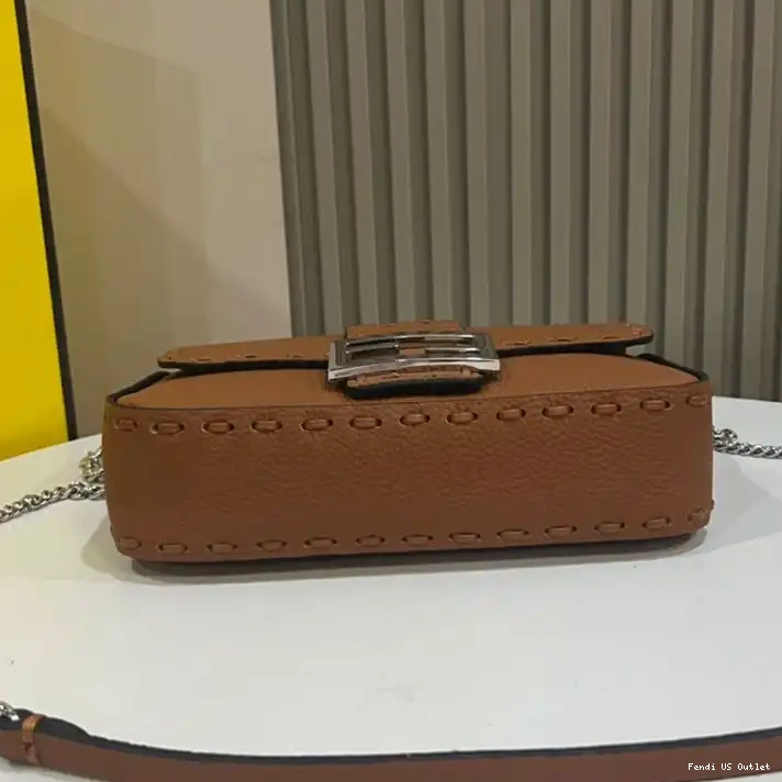 Affordable Leather Baguette Cuoio In Selleria Brown Bag Fendi Mini Romano 0217