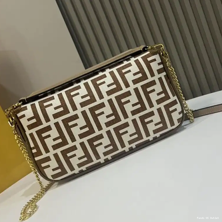 Affordable Bag Mini FF Fabric Motif Fendi In Coffee Baguette 0212