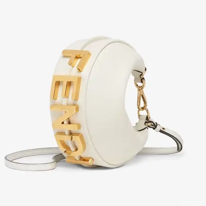 Affordable Bag Calf Fendigraphy In Fendi White Mini Hobo Leather 0212