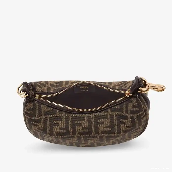 Cheap Bag Brown FF Fabric Fendigraphy In Fendi Motif Hobo Mini 0220