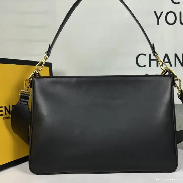 Cheap Calf Black Bag Leather Shoulder Zip O'Lock Fendi In 0212