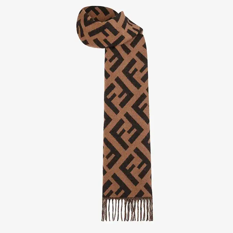 Affordable Fendi FF Scarf In Cashmere Brown 0205