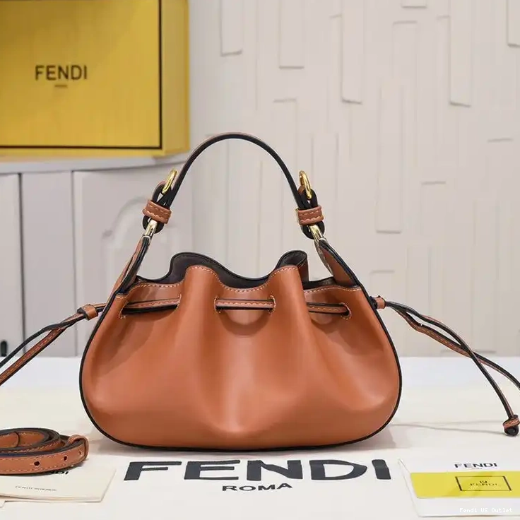 Affordable Bag Bucket In Pomodorino Leather Brown Fendi Calf Mini 0216