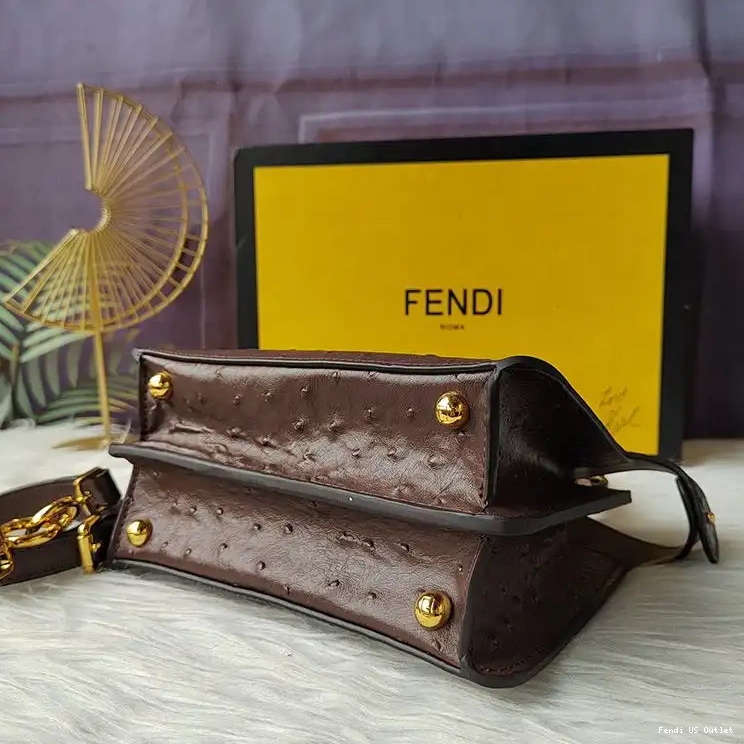 Affordable Petite Fendi In Leather Bag ISeeU Ostrich Peekaboo Coffee 0224