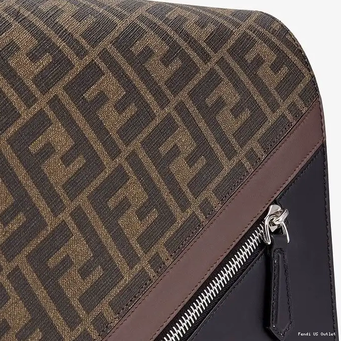 Affordable Bag Brown Fabric Fendi In FF Large Messenger Motif 0213